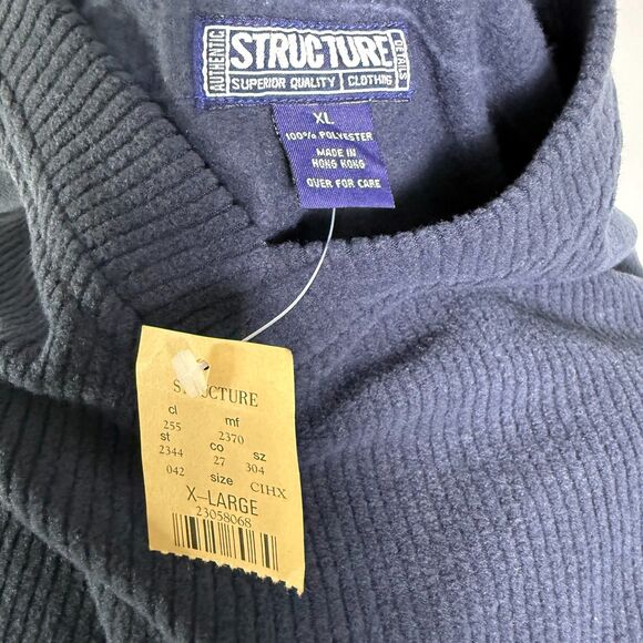 Structure NWT VINTAGE Men XL Long Sleeve V Neck Navy Thick Ribbed Flannel 2/$50 - Picture 10 of 11
